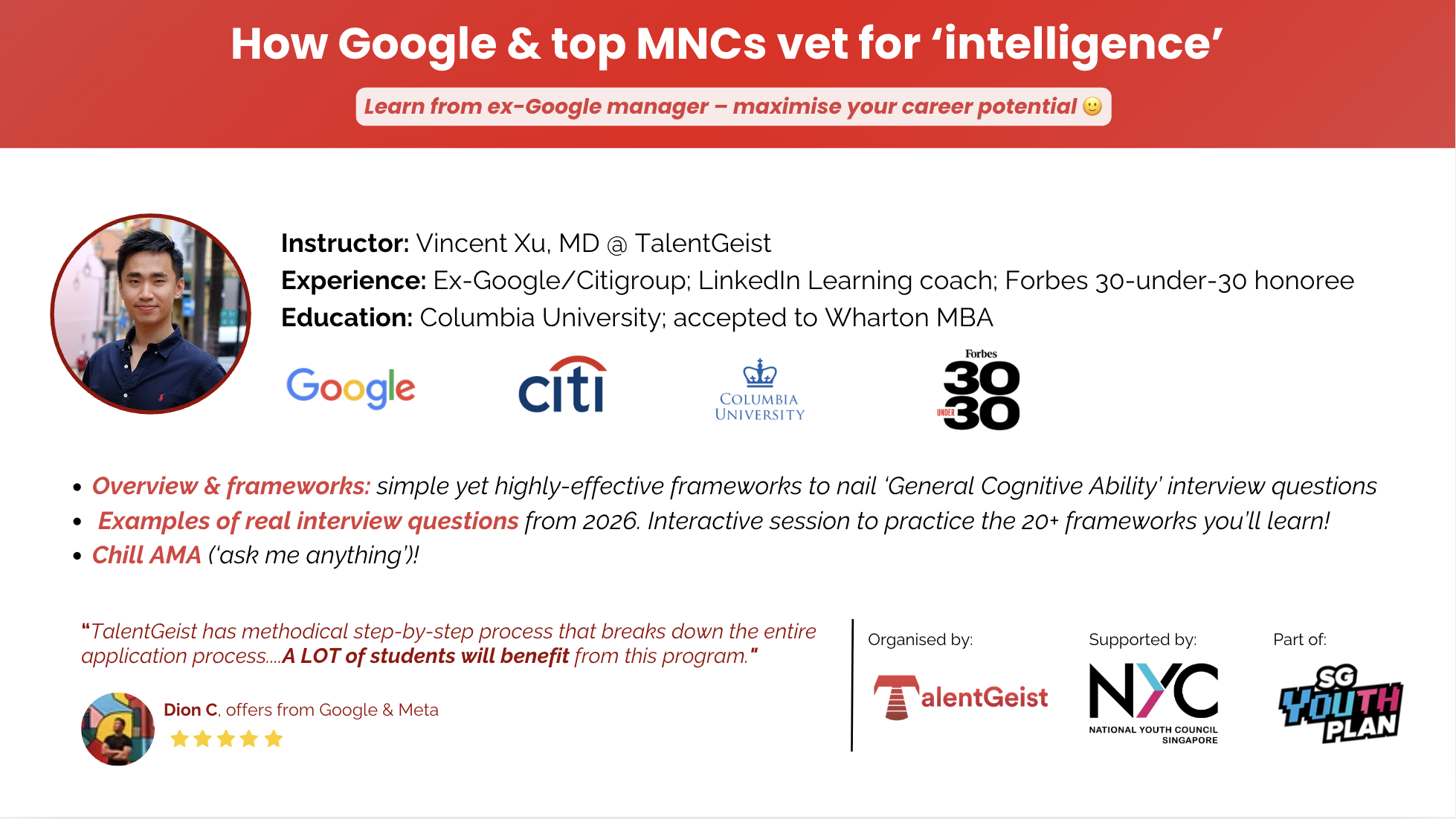 Image of event: Industry Sprint -- How Google & top MNCs vet for ‘intelligence’